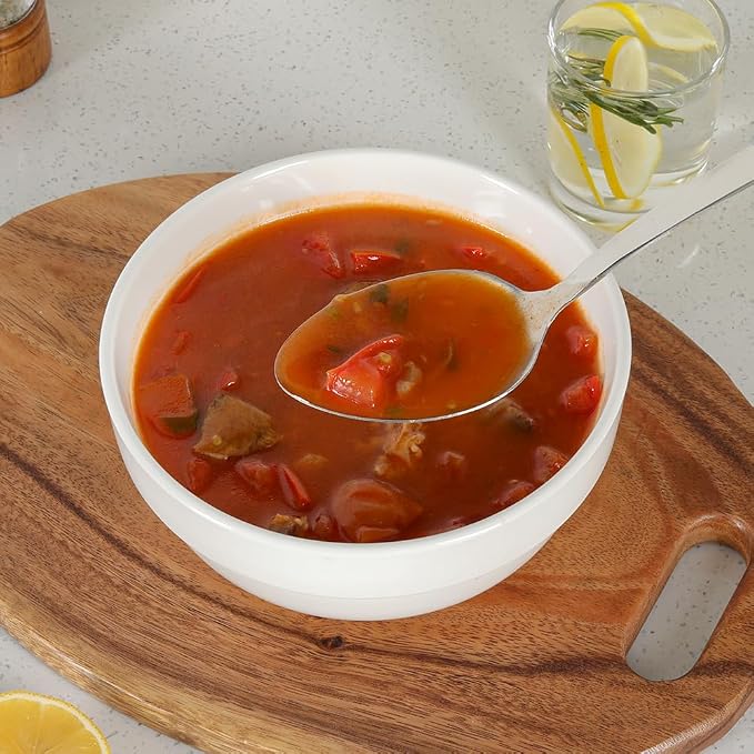Serving Spoon Set with Silicone Handles,2-Piece spoon | Stainless Steel Serving Spoon, Slotted Spoon & Soup Ladle Set for Buffet and Home Kitchen