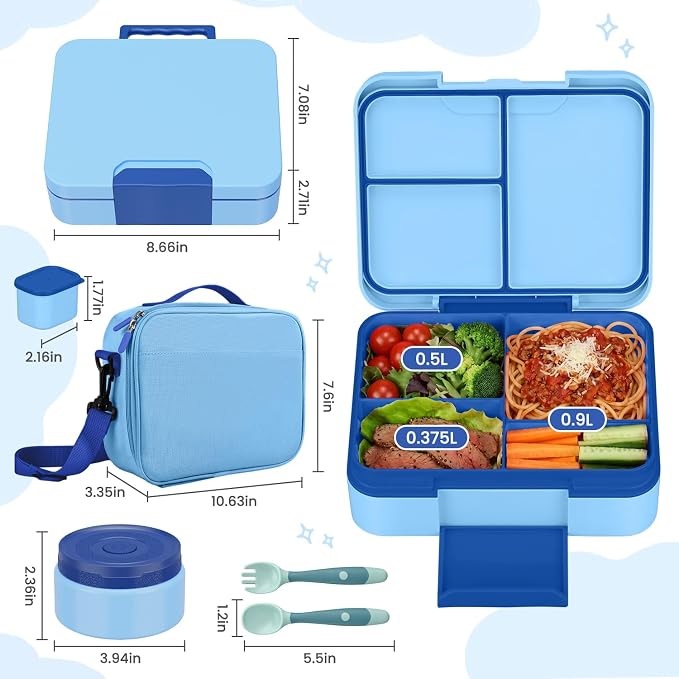 HWONMTE Bento Lunch Box Set for Kids with Soup Thermo Food Container Adults | Bento Lunch Box Set for Kids with 9.5oz Soup Thermo Leak-Proof Food Container with Insulated Lunch Bag Hot Food Jar Girl