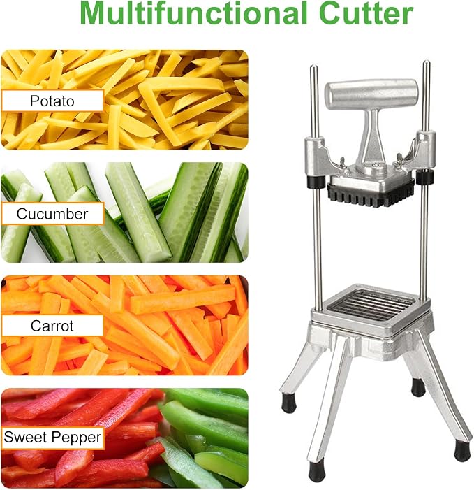 Commercial Vegetable Chopper, 1/4" Stainless Steel Dicer | 420 stainless blade, aluminum alloy frame, detachable for cleaning & storage, fast uniform dicing, for fruits & veggies