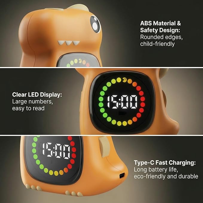 Potty Traning Timer 99 Minute Digital Countdown Timer for Kids | Dinosaur roar; Dinosaur Look; Long Battery Life