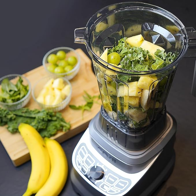 COZII Professional Blender 2000W, 64oz Countertop Smoothie Blender-21oz Cup | 7 Presets Blenders for Kitchen,Smoothies/Ice Crush/Frozen Drinks/Dips/Nut Butter|8 Speeds, Dishwasher Safe -Sky Grey