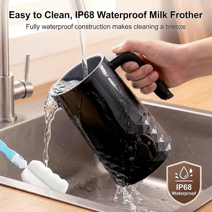 COFUN Milk Frother, 4-in-1 Electric Milk Frother and Steamer | 11.8oz Automatic Hot & Cold Foam Maker, Dishwasher Safe, Quiet Operation for Coffee, Latte, Cappuccino, Hot Chocolate (Black)