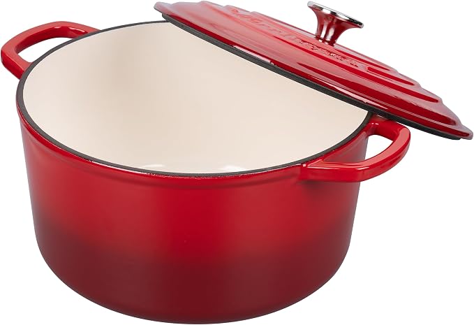 Enameled Cast Iron Dutch Oven Pot with Lid, for Sourdough Bread Baking, Round Dutch Ovens, 4.5 Quart, Red