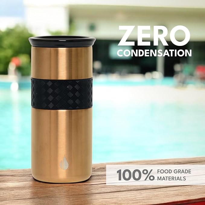 Elemental Artisan 16oz Triple-Wall Insulated Coffee Tumbler w/Ceramic Lid | Triple Wall Coffee Travel Mug, Reusable Stainless Steel Coffee Tumbler; Thermal Coffee Cups for Hot (6 Hrs) & Cold (18 Hrs)