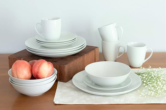 10 Strawberry Street Simply Coupe 16 Piece Dinnerware Set, White - SM-1600-CP-SW