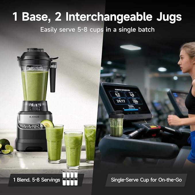 2400W Peak Countertop Blender for Kitchen, 64oz Pitcher & 24oz Travel Cup | AI Smart One-Touch & Stepless Speed, 4 Presets for Ice & Shakes, Self-Cleaning Blade, BPA-Free Touch Control