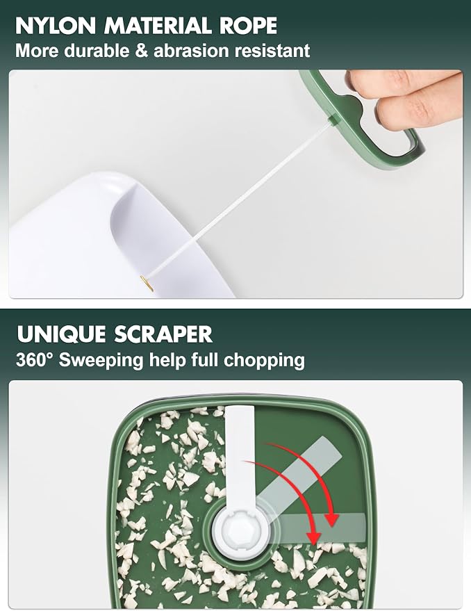 Geedel Vegetable Chopper, Manual Food Chopper with Hand Pull String, 500ml | Manual Food Processor, Sharp Stainless Steel Blade, Non-slip Base, Dishwasher Safe, No BPA, Portable, for Veggie, Fruit, Nut