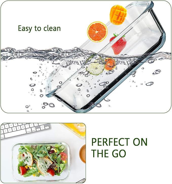 M MCIRCO 8 Pack,30 oz Glass Food Storage Containers with Lids, Gray | Glass Meal Prep Containers,Airtight Lunch Containers with Lids, Microwave, Oven, Freezer and Dishwasher Friendly, BPA Free