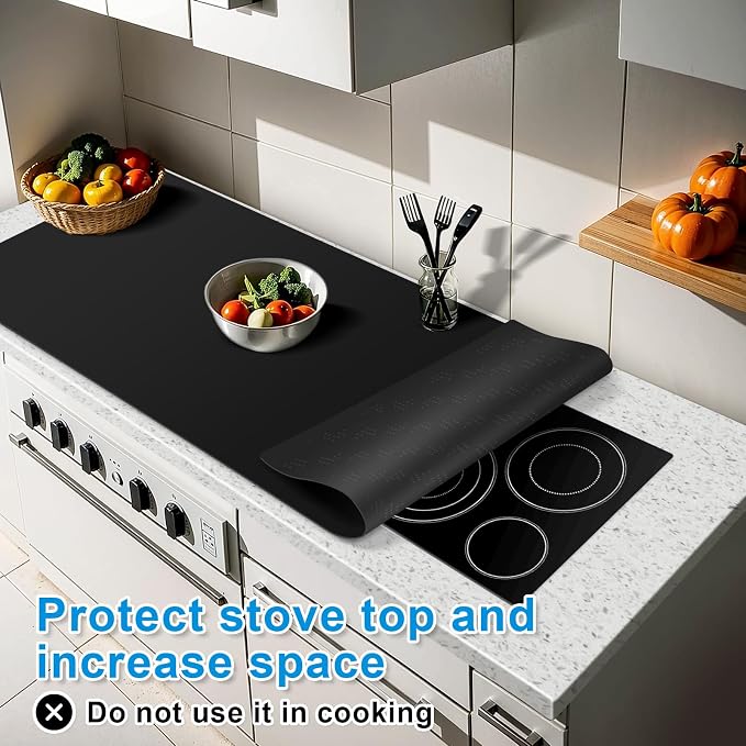Silicone Mats for Kitchen Counter 47"x23.6"x0.08”, Largest Heat Resistant Mat Shipped Rolled Up Kitchen Island Silicone Countertop Protector Mat Nonslip Extra Large Counter Mat, Black | Largest Size, Heat Resistant, Nonslip, Extra Large Countertop Prot...