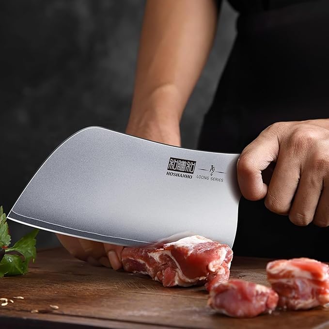 HOSHANHO 7'' Butcher Knife, Japanese Kitchen Heavy Duty Meat Cleaver Knife | Japanese High Carbon Steel Bone Cleaver Knife, Professional Cooking Knife Suitable for Home Kitchen & Restaurant