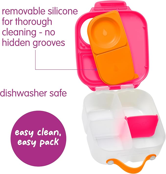b.box Mini Lunch Box, Snack Containers for Kids, Lunch Box Kids, 4.25 Cup | Bento Box for Kids, Sanck Box, Lunch Containers, Leak Proof, Dishwasher Safe, BPA Free, PFAS Free, Ages 3+ — Strawberry Shake