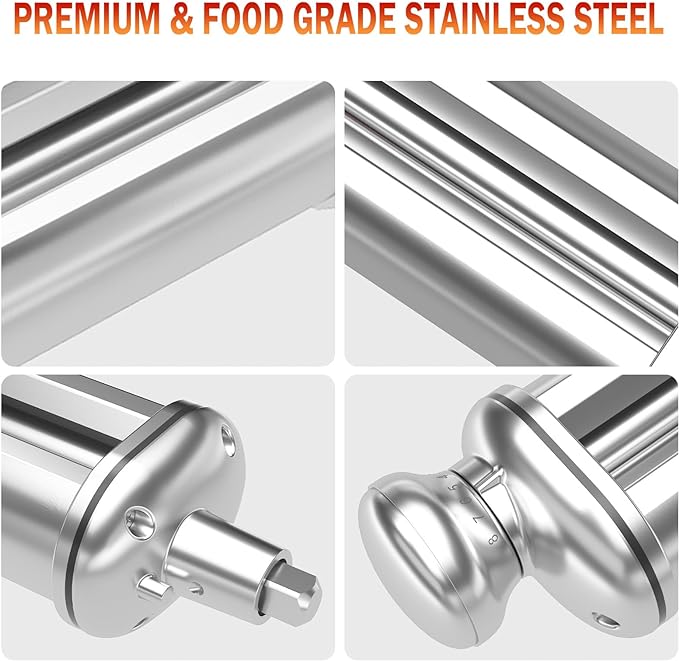 Pasta Roller for All KitchenAid Stand Mixer, Electric Dough Roller with 8 Different Thickness Adjustments, Stainless Steel Pasta Paker Attachment Kitchen Aid Accessories and Attachments