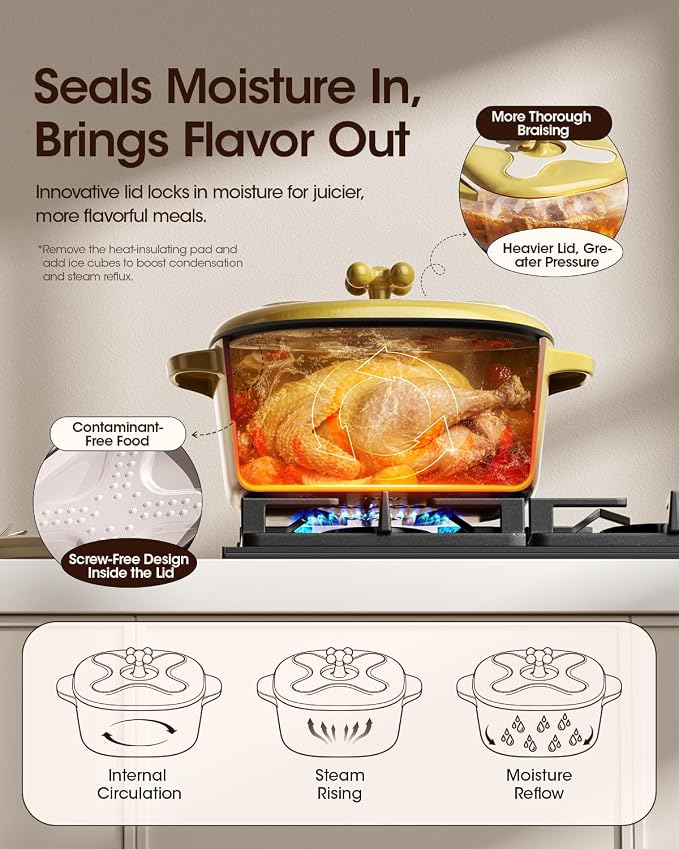 5 Quart Enameled Cast Iron Dutch Oven Pot with Lid, Bright Yellow | 6-Layer Nonstick Enamel, Extra Capacity Oval Design, Heavy Self-Basting Lid, Heat-Resistant Silicone Pad Included