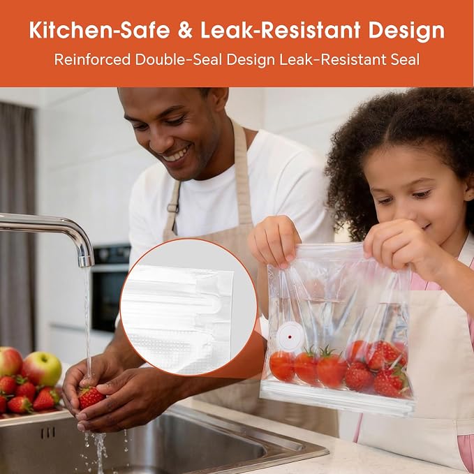 Reusable Vacuum Storage Bags for Food, 30PCS (S+M) BPA-Free Sous Vide & Freezer Bags with Air Valve, 2 Sizes 7.9'' x 9.8'' & 10.2'' x 11'', Compatible with Most Vacuum Sealers