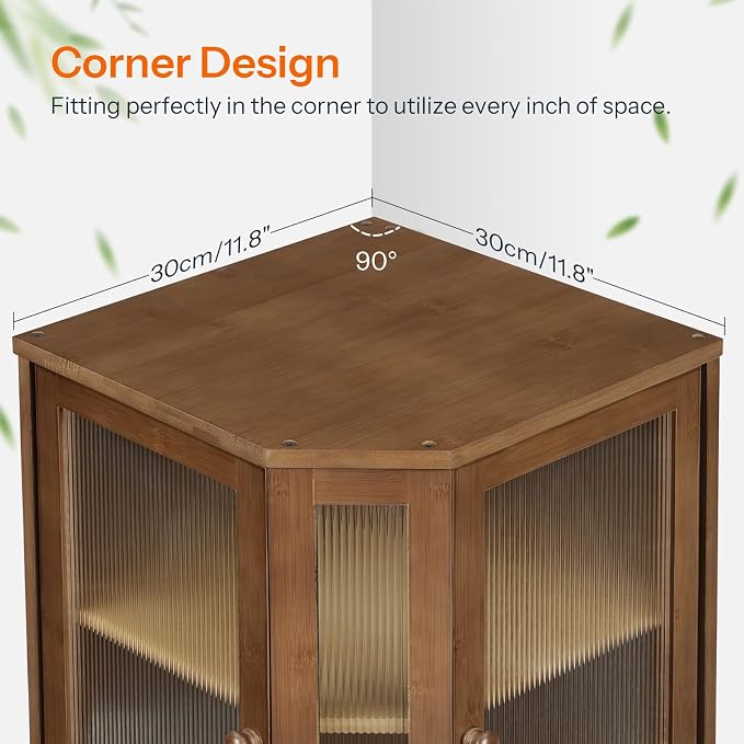 HOOBRO Bread Box, Bamboo Bread Box for Kitchen Countertop, 2-Tier Corner Bread Box, Large Capacity Bread Bin, Food Storage Box, Bread Storage Container for Kitchen, Dining Room, Brown BR12MB01