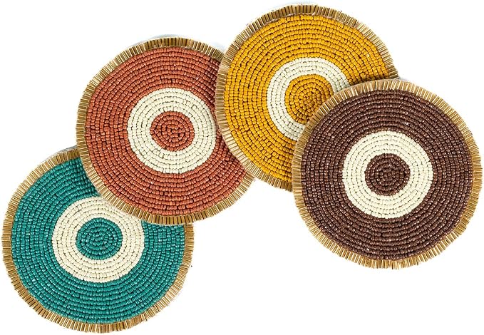 Folkulture Fall Coasters Set of 4 for Drink Non Slip, Easy to Clean - 4 Inch