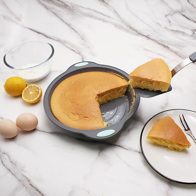 9 Inch Silicone Round Cake Pans, 2 Pack Nonstick Silicone Baking Pans Set, Food Grade Cake Molds, with Metal Reinforced Frame More Strength