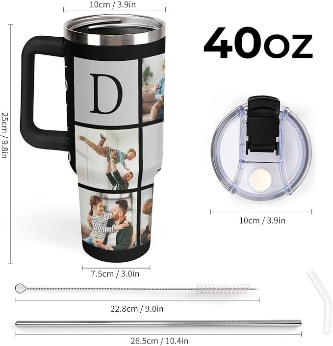 Personalized Tumbler Custom Vacuum Insulated Travel Mug Customizable Coffee Cup with Your Photos and Text Christmas Birthday Gift (Dad 02)