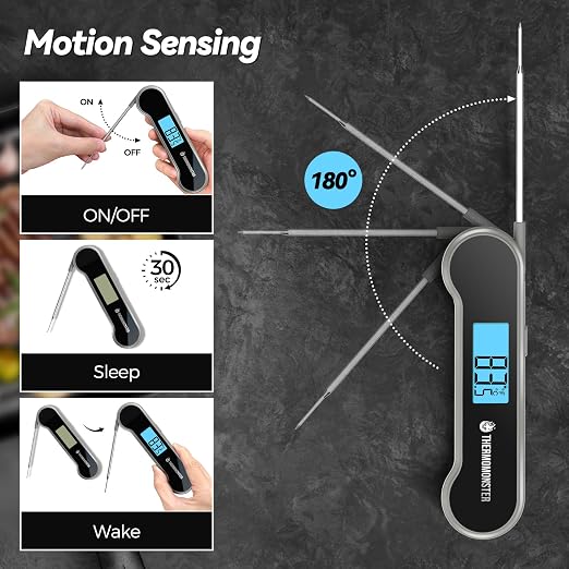0.5 Sec Instant Read Meat Thermometer Digital with ±0.5℉ Precision, Grey | Food Thermometer for Cooking Kitchen Gadgets, Oven Grill Candy BBQ Essentials Accessories, Gifts for Him Dad Men Birthday