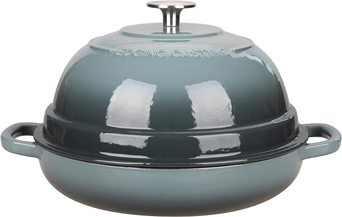 EDGING CASTING Enameled Cast Iron Dutch Oven Pot with Lid, Round Bread Oven for Homemade Sourdough Bread Baking, 6 Quart, Slateblue
