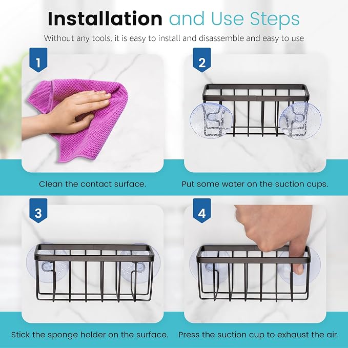 HLOOL Kitchen Sponge Holder,Sponge Holder for Kitchen Sink Scution,Sink Caddy (Bronze)