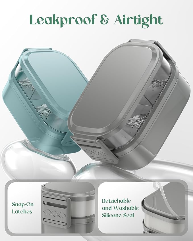 Bento Lunch Box, 65 oz 3-Tier Stackable Lunch Container, Adjustable 2/3 Tier Design, BPA-Free Food-Grade Plastic, Leakproof, Microwave & Dishwasher Safe, Gray