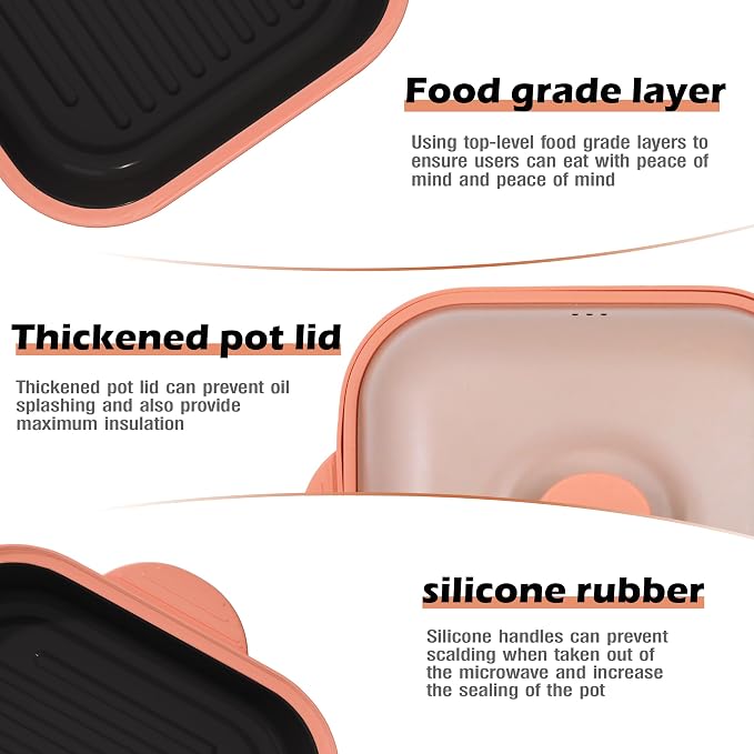 Microwave Grill Pan with Cover | Microwave Bacon Cooker | Griller & Crisper Pan for Grilling, Frying, Browning and Crisping | Microwave Cookware for Grill Meat | Dishwasher Safe for Dorms,Office,RV