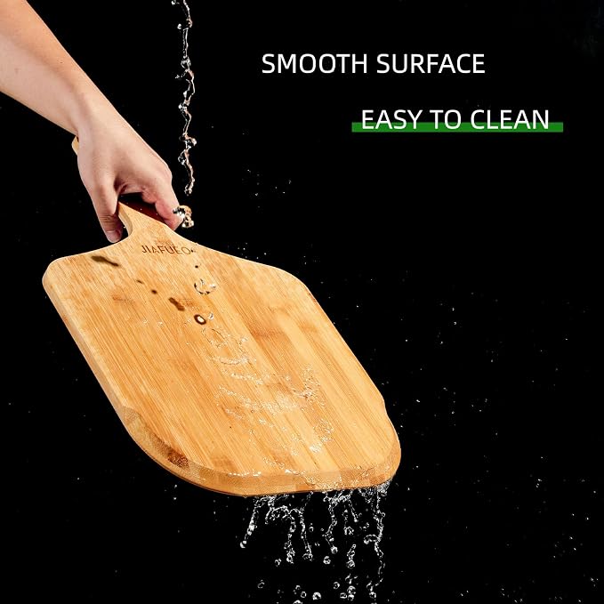 Pizza Peel 12 inch, Bamboo Pizza Paddle Spatula | Wooden Pizza Cutting Board for Cheese Bread Fruit Vegetables, Multi-Purpose Oven Accessories for Baking Homemade