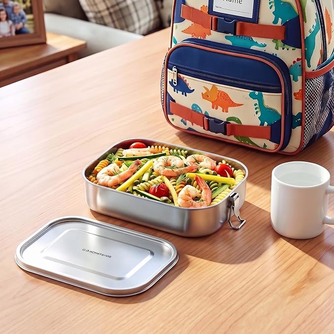 G.a HOMEFAVOR Stainless Steel Bento Lunch Box, 1200 ml/40 oz | Leak-Proof, Dishwasher Safe, BPA-Free, with Lock Clips, Meal Prep, Large Food Container, for Adults