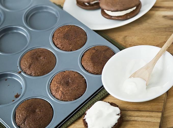 Fox Run Non-Stick Baking Pan, Whoopie Pie Pan, 12 Cup Muffin Top Pan | Nonstick For Easy Baking, Relase & Cleaning | Bake Whoopie Pies, Muffin Tops & Burger Buns | Whoopie Pie Baking Essential
