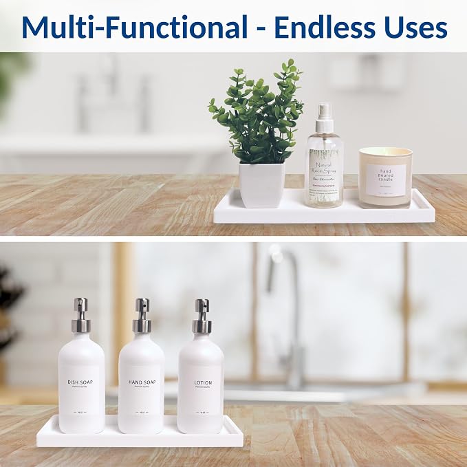 Silicone Countertop & Vanity Tray – 11.7” Bathroom Counter Tray | Bathroom Tray, Bathroom Tray Countertop, Tray for Bathroom Counter, Silicone Kitchen Tray for Counter & Countertop Organizer
