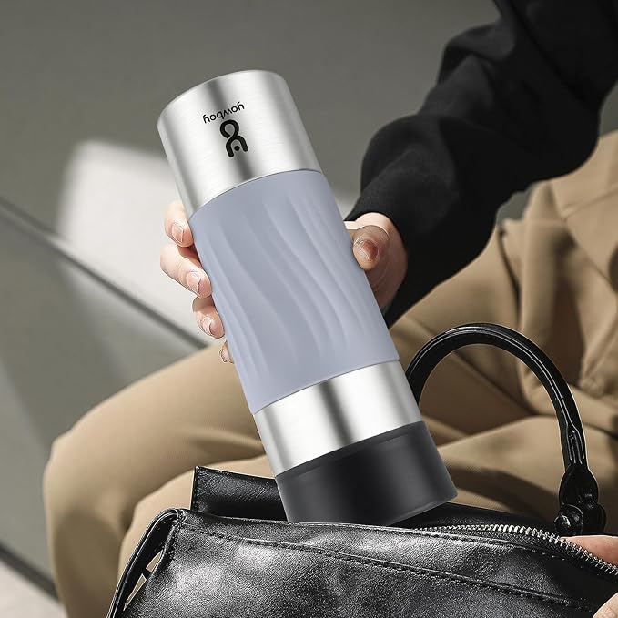 Travel Coffee Mug with 360°Lid, Travel Coffee Tumbler 16 oz Leak Proof, Stainless Steel Insulated Travel Mugs for Hot and Cold Spill Proof Leak Proof(Grey)