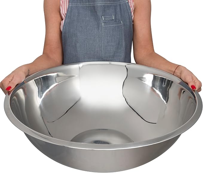 30 Quart Large Stainless Steel Mixing Bowls Set, 3-Pack, Nesting Bowls | Extra Large Commercial Grade Metal Bowls for Meal Prep, Baking, Serving, Food Storage. Rustproof & Dishwasher Safe