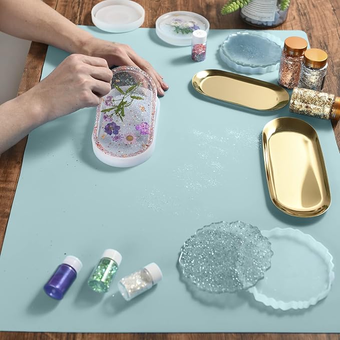 Sapid Large Silicone Sheet for Crafts Silicone Mat for Resin Art Painting | Extra Thick Jewelry Casting Mats, Nonstick Nonslip for Epoxy Resin, Art Paint,Heat-Resistant Counter Mat 20"x27.9" Mint Green
