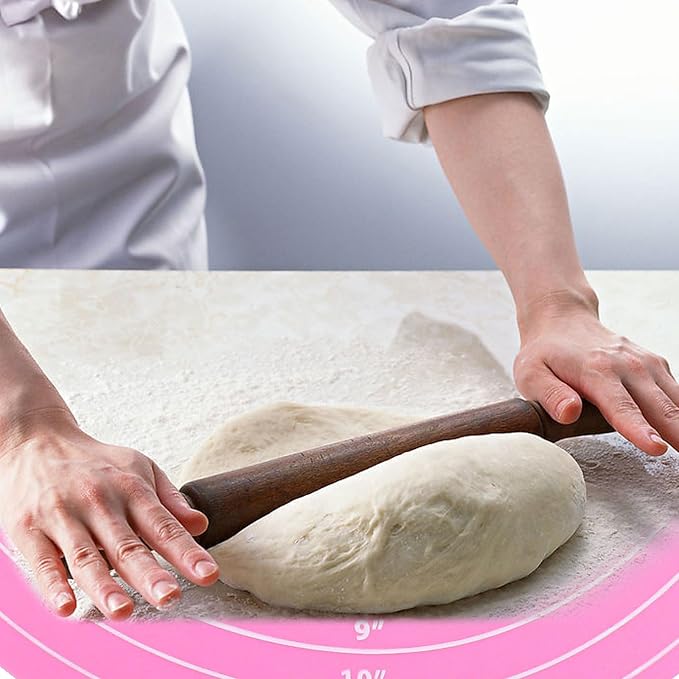 Hitefu 12 Inch Round Silicone Cake Mat, Pink | Silicone Baking Mat, With Measurement, For Cake Turntable, For Rolling Dough