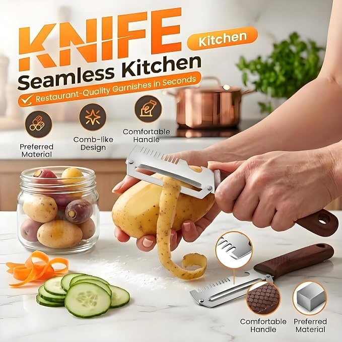 2 Pack Multifunctional Vegetable Peeler, 3-in-1 Peelers For Kitchen with Bottle Opener, Sharp Stainless Steel Swivel Blade, Wooden Handle, For Vegetables or Fruits that Need to Be Peeled
