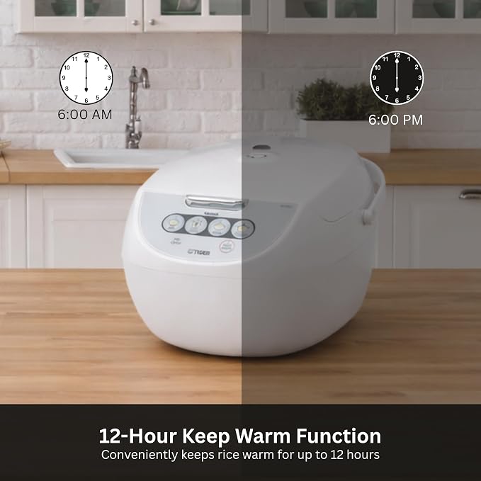 Tiger Jbv A10u 5.5 Cup Micom Rice Cooker with Tacook (White) | Tacook steamer tray