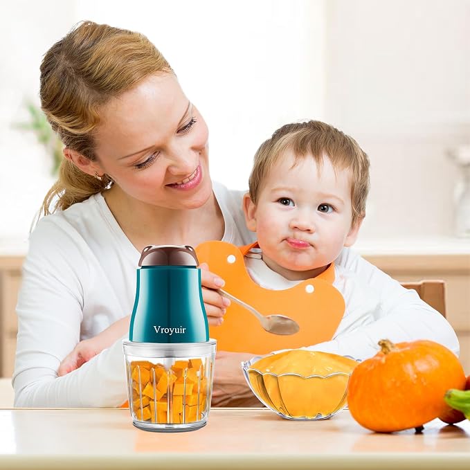 Glass Baby Food Maker, 600ML Baby Food Blender and Puree Processor | 10 Blades, Smooth Baby Puree Maker for Fruit Vegetables and Meat, Includes Two 200ML Glass Bowls, Brush and Scraper