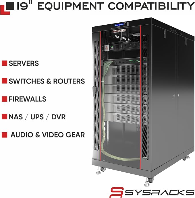37U Server Rack Cabinet – 19" Network Rack Enclosure, 39" Deep Floor Standing Data Rack with Locking Glass Door, Cooling Fans, PDU & Shelf for Servers, Switches and Patch Panels