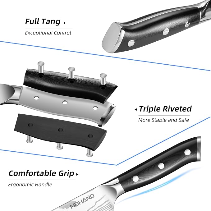 Chef Knife Set with Roll Bag, Sharp Professional Chef Knives Set | High Carbon Stainless Steel 18PCS Kitchen Knife Set with Sharpener, Ergonomic Handle, Kitchen & Home Cooking, Dishwasher Safe