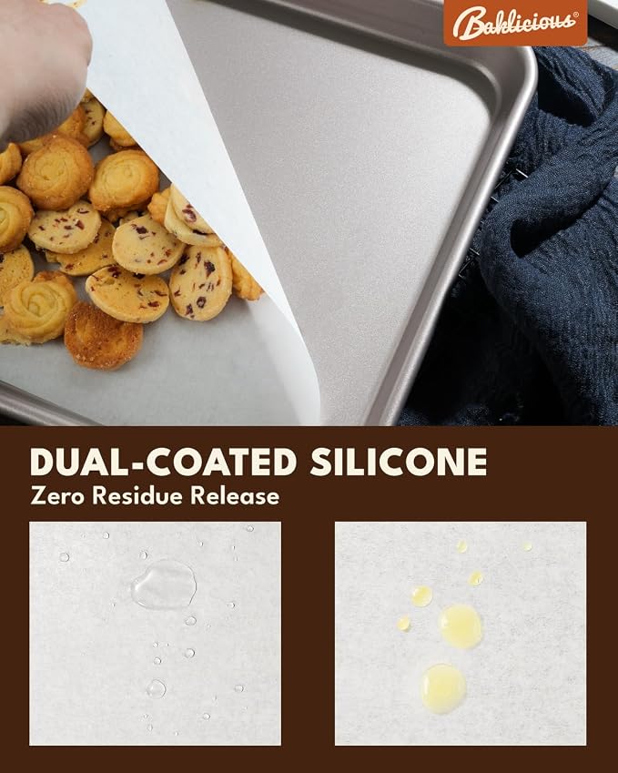 Baklicious 9x13inch 220pcs White Pre-Cut Non-Stick Parchment Baking Sheets | for Air Fryer, Oven, Bakeware, Steaming, Cooking Bread, Cupcake, Meat, Cookies