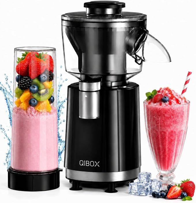 QIBOX 2-in-1 Snow Cone Machine & Smoothie Blender | 700W Electric Ice Shaver for Home Kitchen | Perfect for Kids' Birthday Parties, Summer BBQs & Daily Breakfast Smoothies