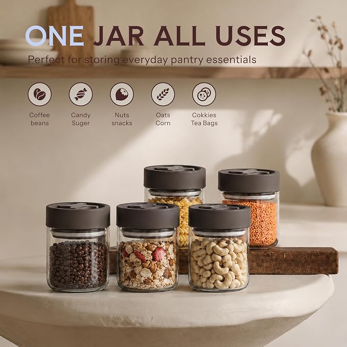 13 oz Small Airtight Glass Overnight Oats Containers with Lid | Twist Seal, Silicone Ring, Wide-Mouth Borosilicate Container for Yogurt, Chia Pudding, Fruit, Snacks and Meal Prep