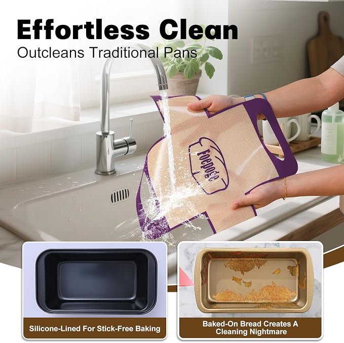 Loaf Pan with Liners Set: Nonstick 9 x 5 Inch Bread Pan for Homemade Baking | 2-Pack for Homemade Oven Baking - Rectangular Baking Tray for Kitchen Home Baker Make Sourdough Banana Sandwich 9x5 Brioche