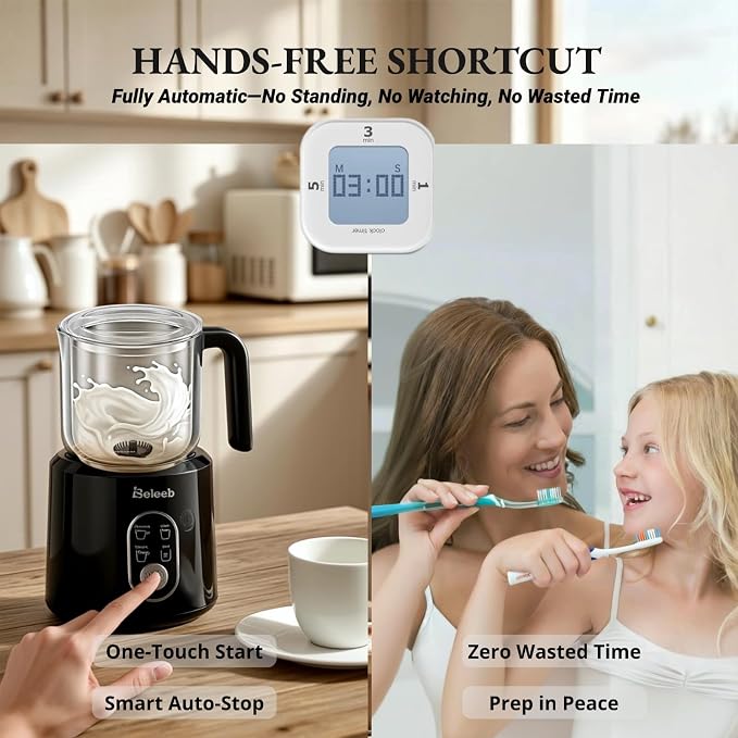 Detachable Milk Frother and Steamer: Hands-Free Froth & Clean 11.8oz | Dishwasher Safe Stainless Steel Jug - 4-in-1 Electric Automatic Hot/Cold Foamer & Hot Chocolate Maker for Latte Cappuccino