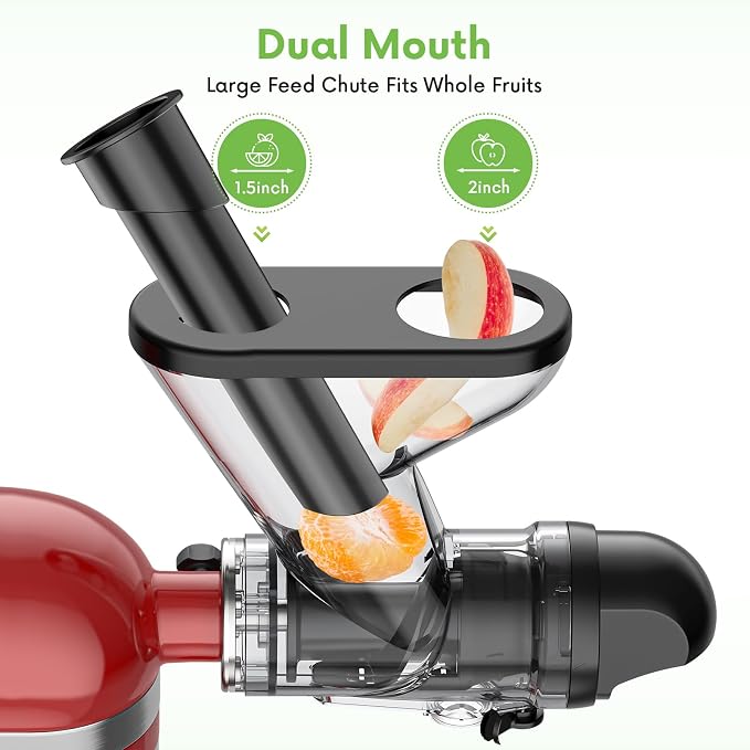 FOCOLLK Masticating Juicer Attachment for KitchenAid Stand Mixer | Cold Press Juicer with Dual Feed Chute, High Yield Slow Juicer Attachment for Fruits & Vegetables