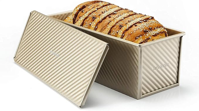 Monfish Pullman Loaf Pan w Cover,2.2lb, Rectangle Toast Mold