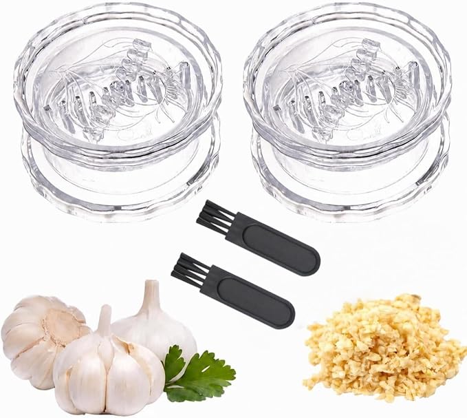 Transparent Manual Garlic Twist, Multi-Functional Mincer & Grinder for Garlic, Onion, Ginger, Herbs, Nuts, Impact Resistant Kitchen Gadget & Home Accessory (2PCS)