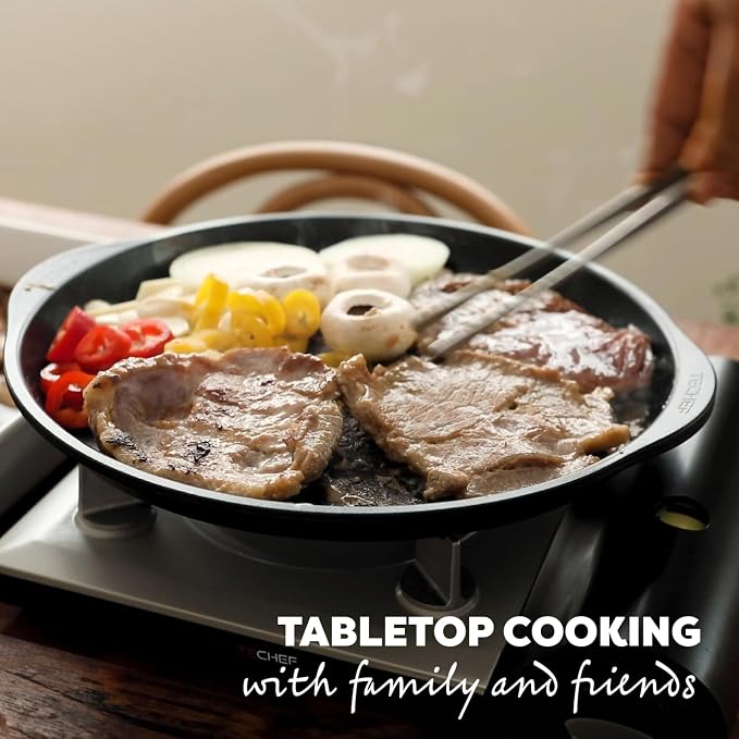 TECHEF - Stovetop Korean BBQ Non-Stick Grill Pan with Agni Portable Gas Stove Burner, Made in Korea (Master KBBQ Set)