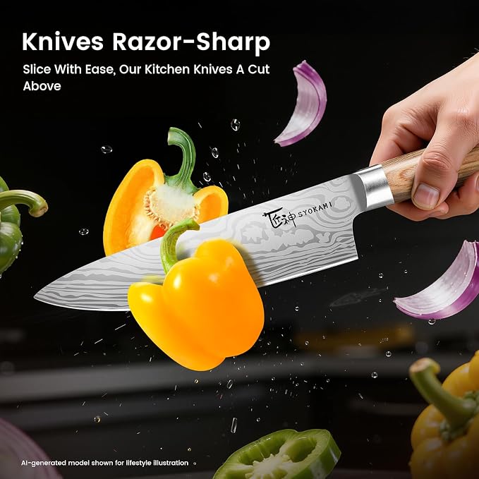 2026 Upgrade Japanese Kitchen Knife Set with Torii-Style Block | 14-Pieces Knife Set for Kitchen, German DIN1.4116 Steel, Ergonomic Handle, Sharp Edge, Magnetic Knife Holder, Ideal Gift